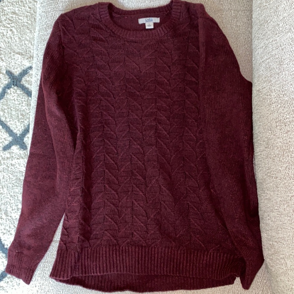 New Croft & barrow burgundy leaf sweater